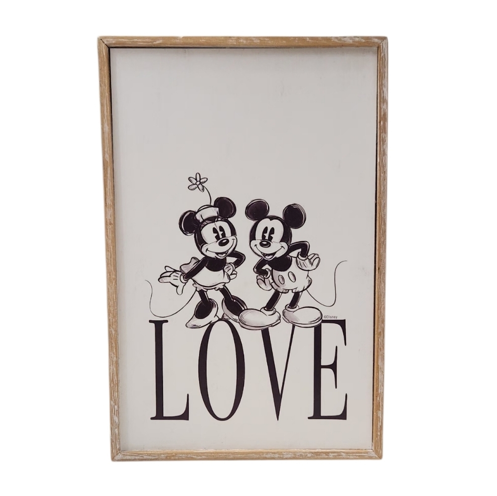 Disney Mickey and Minnie Mouse Love Framed Wood Wall Home Art Decor Vintage